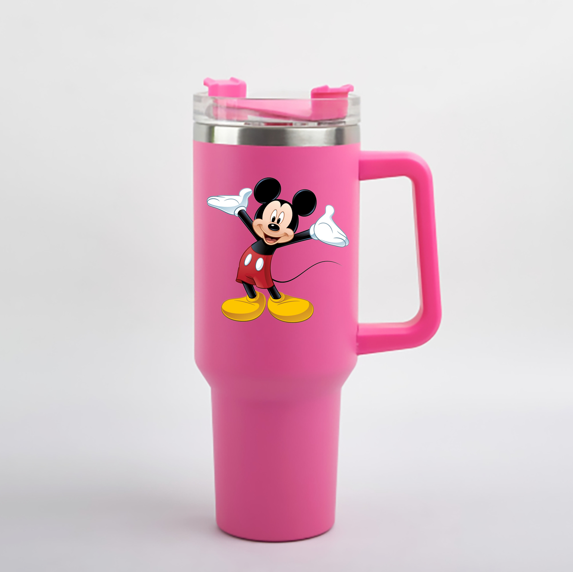 （画像用） ミッキーマウス Mickey Mouse 1200mL車用タンブラー - クリスタルステッカー（プラスチックストロー付き）